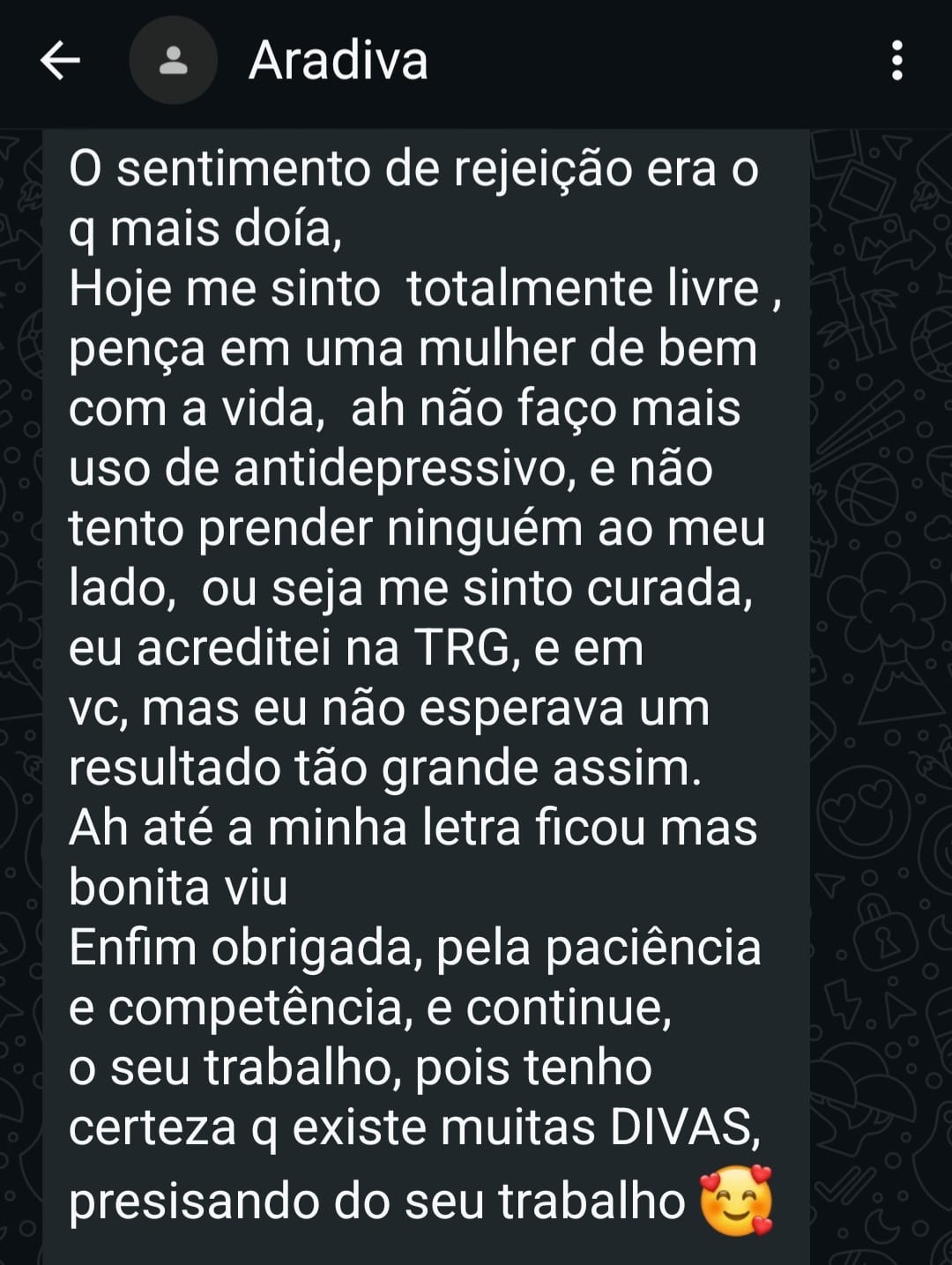 Captura completa do depoimento identificado como Aradiva.